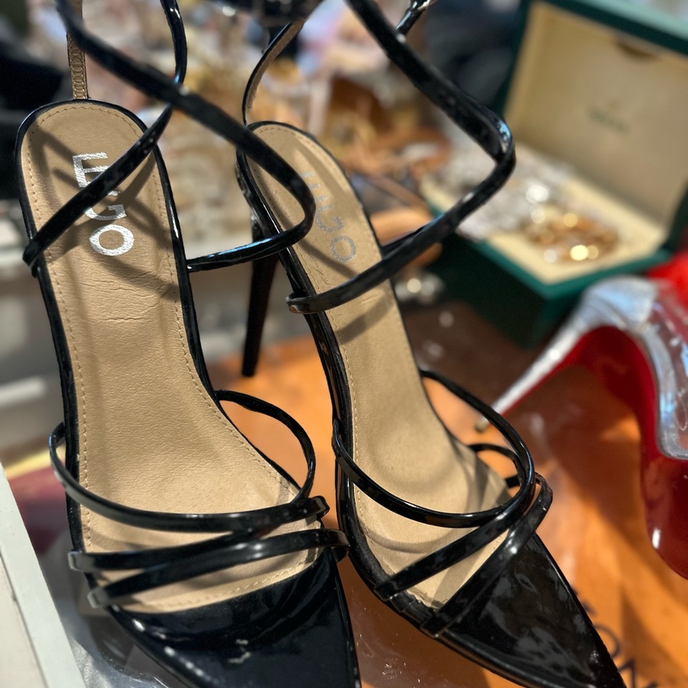 Black Strappy Women's Heels